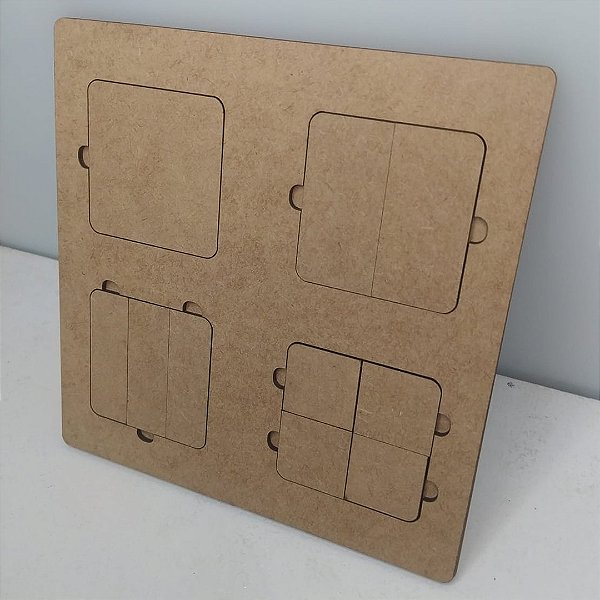 Jogo de Encaixe Frações Quadrados MDF