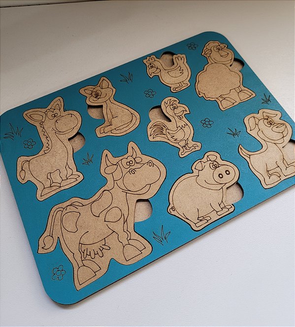 Jogo de Encaixe Fazenda MDF Colorido