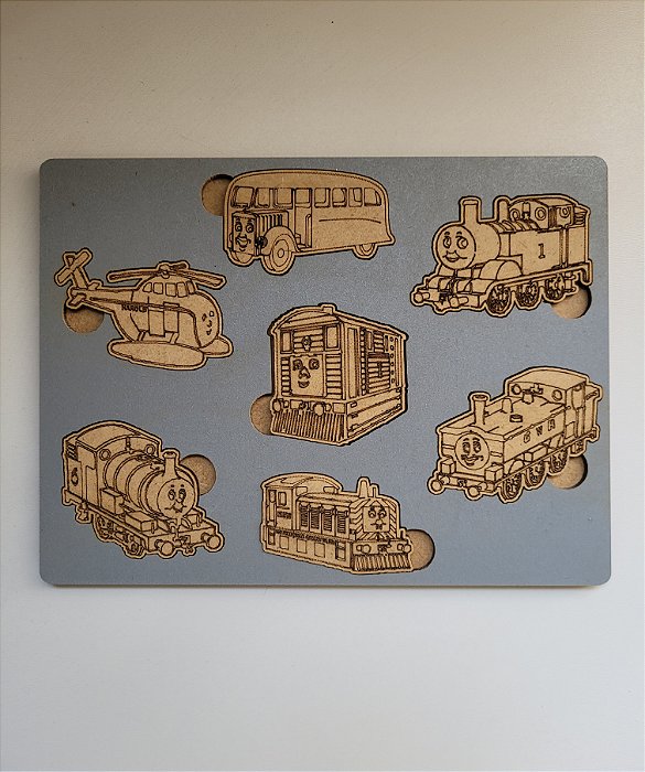 Jogo de Encaixe Meios de Transporte MDF Colorido