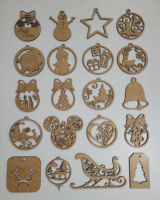 KIT 20 Bolas de Natal 9cm MDF