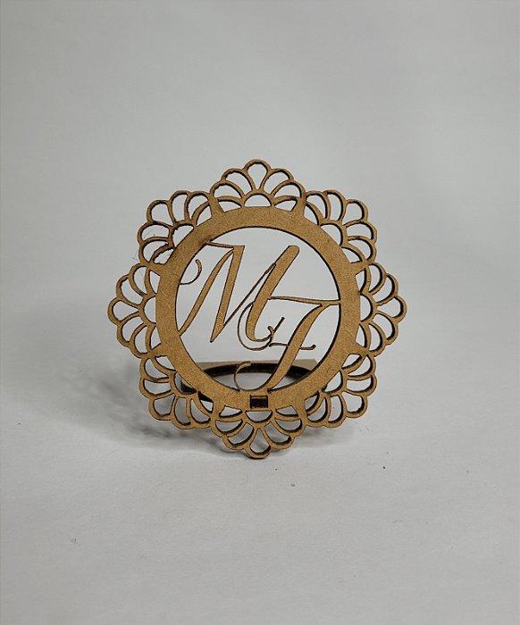 Porta Guardanapo Individual Brasão Flor Iniciais MDF