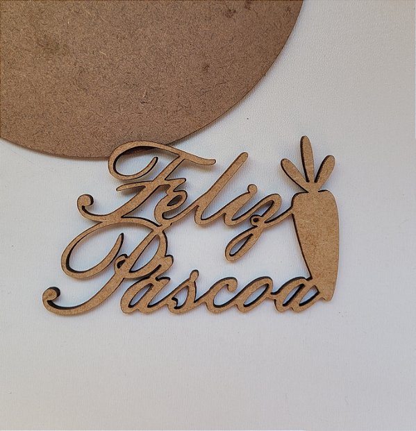 Aplique Feliz Páscoa Cenoura MDF