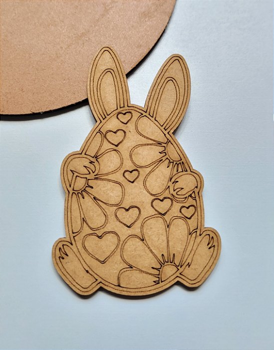 Aplique Ovo Coelho Floral MDF