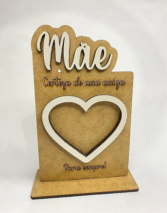 Porta Foto Mãe Coração em MDF
