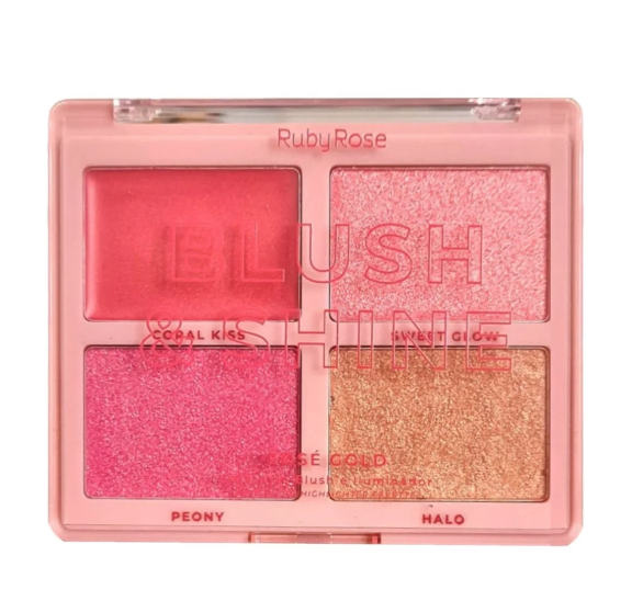 Paleta De Blush E Iluminador Blush Shine Rose Gold Ruby Rose