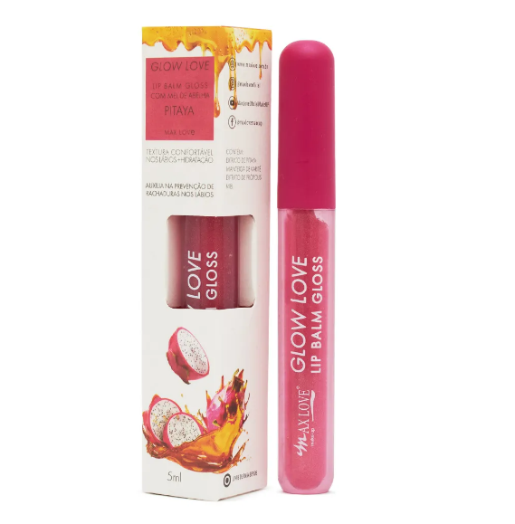 Lip Balm e Gloss Glow Love Mel de Abelha e Pitaya Max Love 5ml