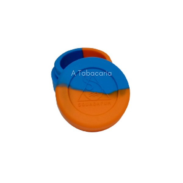Pote De Silicone Redondo Slick Squadafum - Azul c/Laranja - 10ml