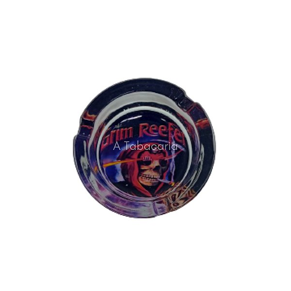 Cinzeiro De Vidro Redondo Para Cigarro - Estampa De Caveira 01