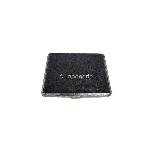Cigarreira De Metal E Couro Sintético Para 16 Cigarros - Preto