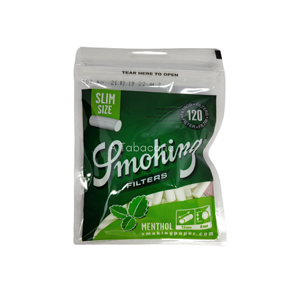 Filtros Smoking Slim Size Menthol De 15mm - Pacote C/ 120