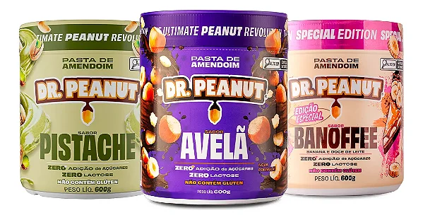 3x Pasta De Amendoim Com Whey Protein 600g Cada - Dr Peanut