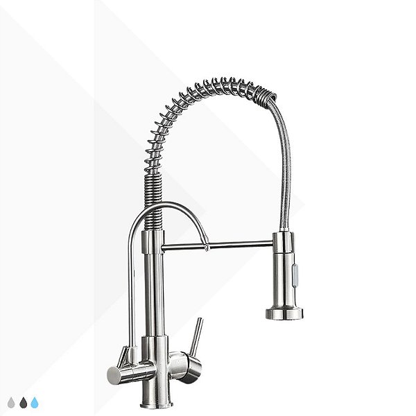 Torneira Monocomando Gourmet Jeniv com Filtro (Aço Escovado)