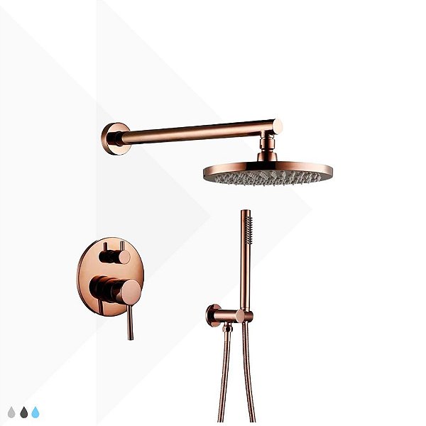 Kit Chuveiro Completo Lux Rose Gold 25x25
