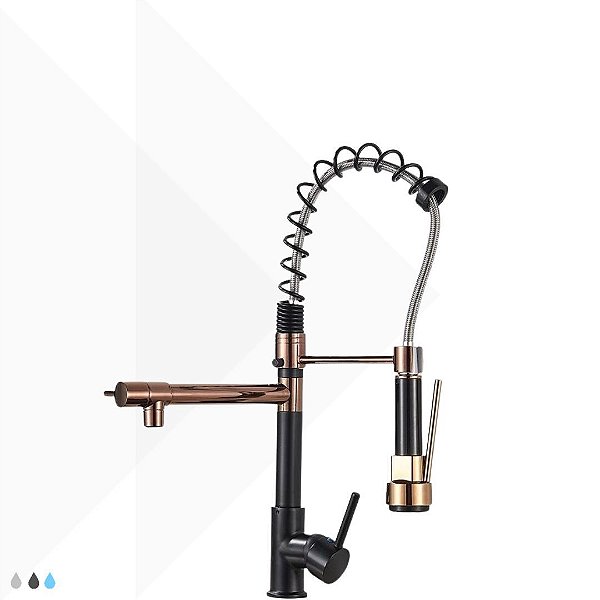 Torneira Monocomando Gourmet Luxury - Black/Rose Gold