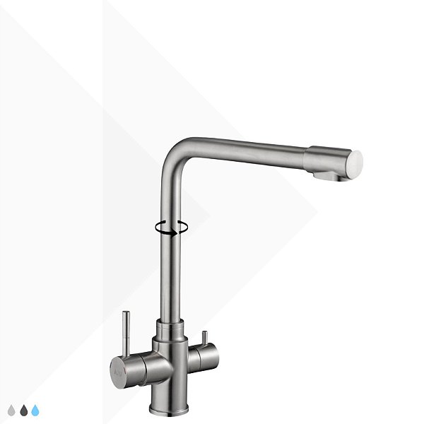 Torneira Monocomando Gourmet Design com Filtro - Aço Escovado