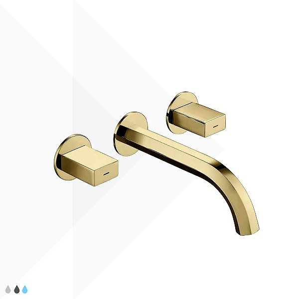 Torneira Duplo Comando de Parede Marselha - Gold