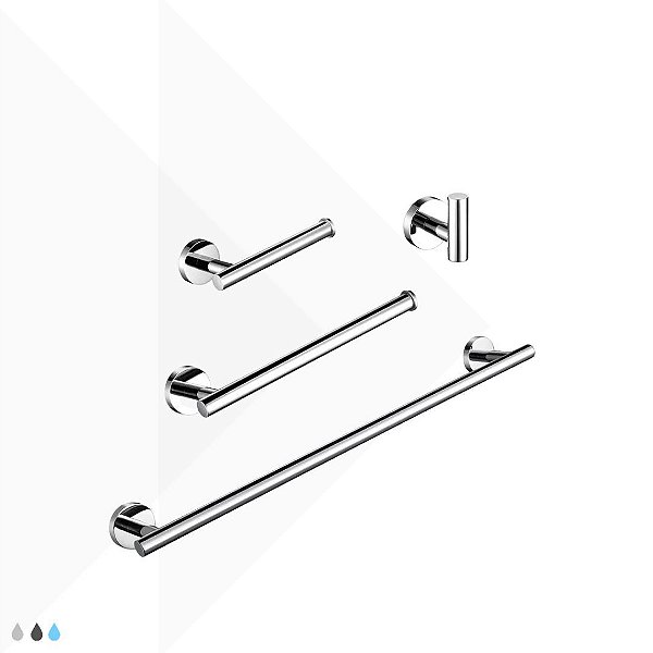 Kit de Acessórios para Banheiro Elegance - Cromado