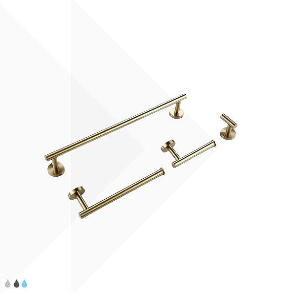 Kit de Acessórios para Banheiro Elegance - Ouro Escovado