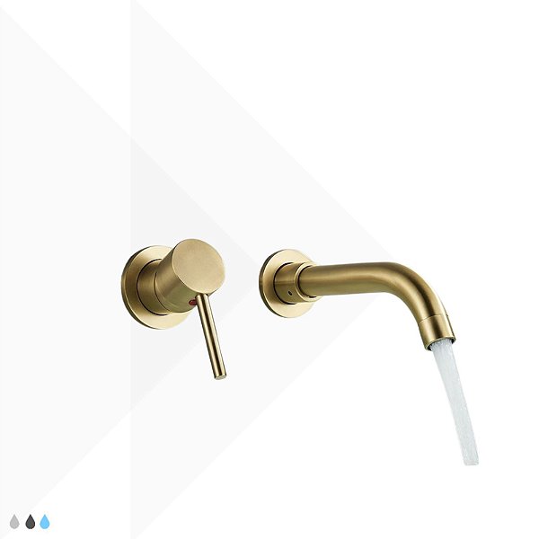 Torneira Monocomando de Parede Lille - Ouro Escovado