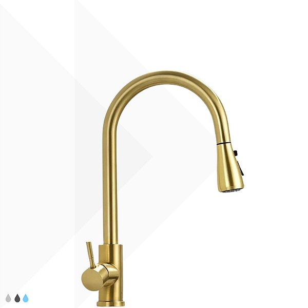 Torneira Monocomando Gourmet Aron - Ouro Escovado