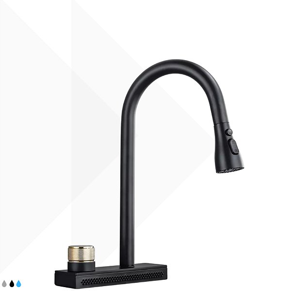 Torneira Monocomando Catânia com Háste Móvel - Black/Gold