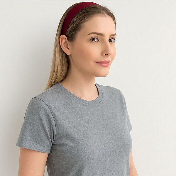 Camiseta Gola U de Algodão Egípcio Cor Cinza Mescla Merci