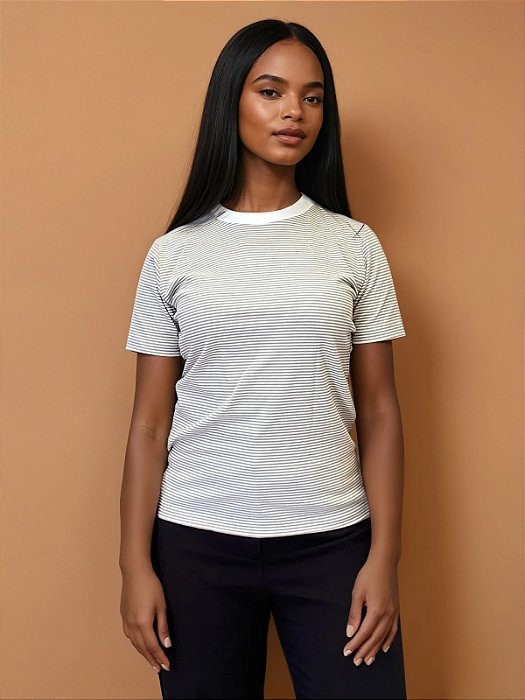 Camiseta de Algodão Sustentável Listras Riviera Nude