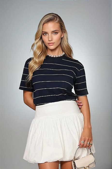Camiseta Listra de Giz Azul
