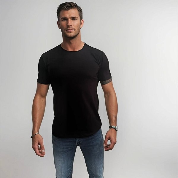 Camiseta Masculina de Algodão Egípcio Preta