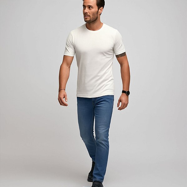 Camiseta Masculina de Algodão Egípcio Branca