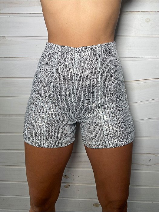 SHORTS DE PAETE PRATA CLARO