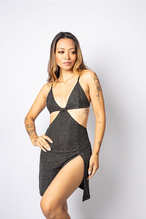 VESTIDO PRAIA LUREX PRETO