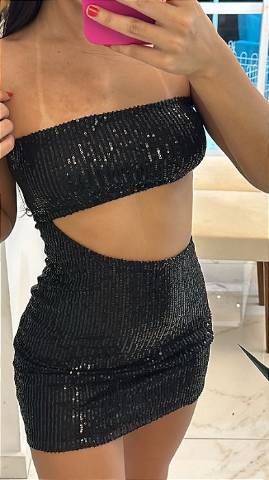 VESTIDO SILVIA PAETE PRETO