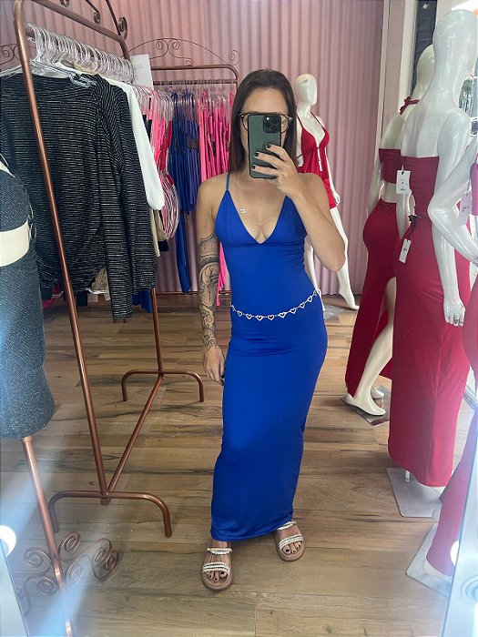 VESTIDO SLIM LONGO AZUL