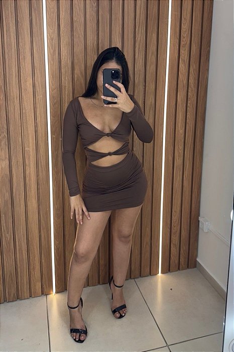 VESTIDO RHAISSA MARROM