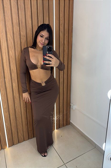 Conjunto Shakira Manga longa - Marrom