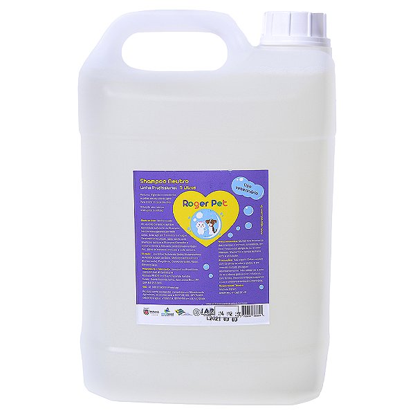 Shampoo Neutro 5 Litros Para Cães E Gatos Roger Pet