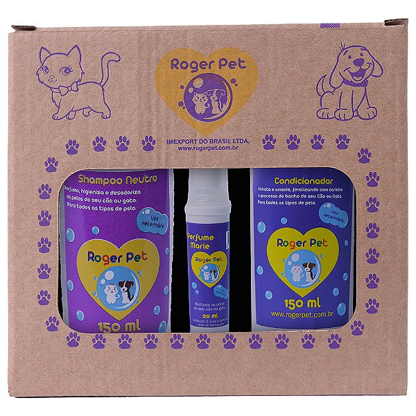 Kit Roger Pet Shampoo Neutro 150ml + Condicionador 150ml + Perfume Mari 20ml