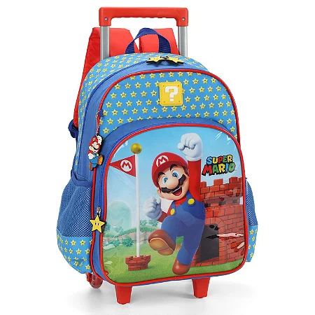 mochila escolar rodinha (super mario )