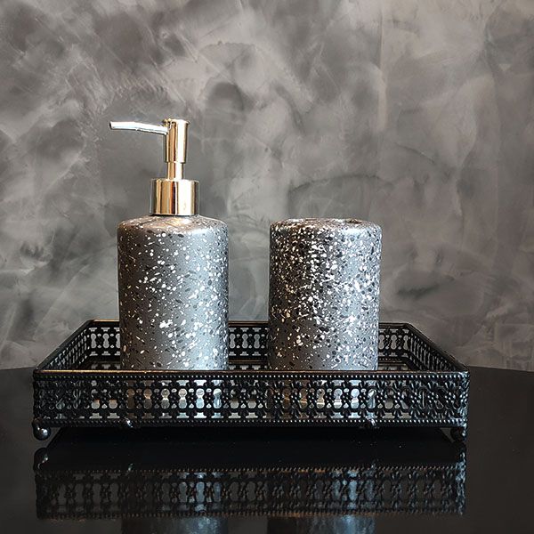 silver sparkle bathroom accessories