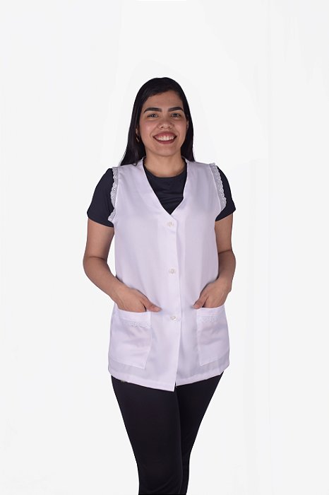 Avental Cavado C/ Bordado Inglês em Oxford