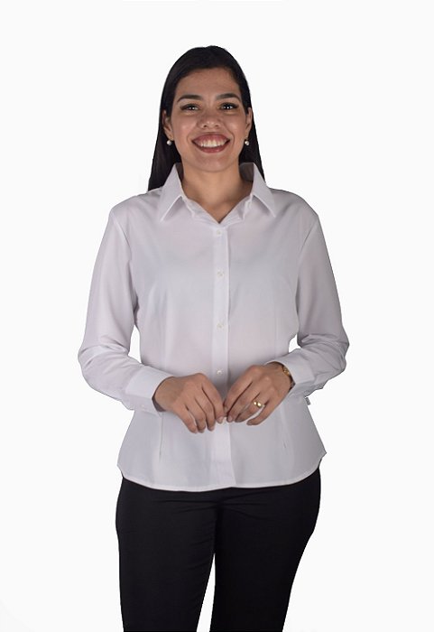 Camisa Social Feminina Manga Longa em Ergonomic