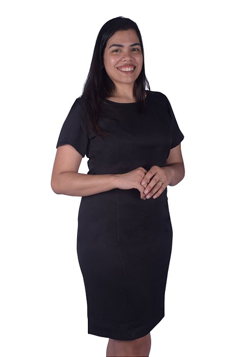 Vestido Social Manga Curta em Two Way