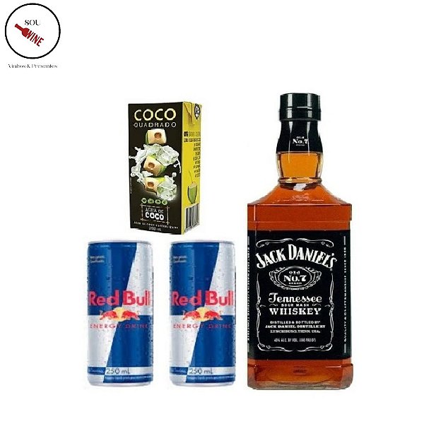 Combo Jack Daniel's 375ml+Red Bull+Água de - Souwine e Presentes