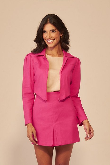 Jaqueta de Linho Rosa