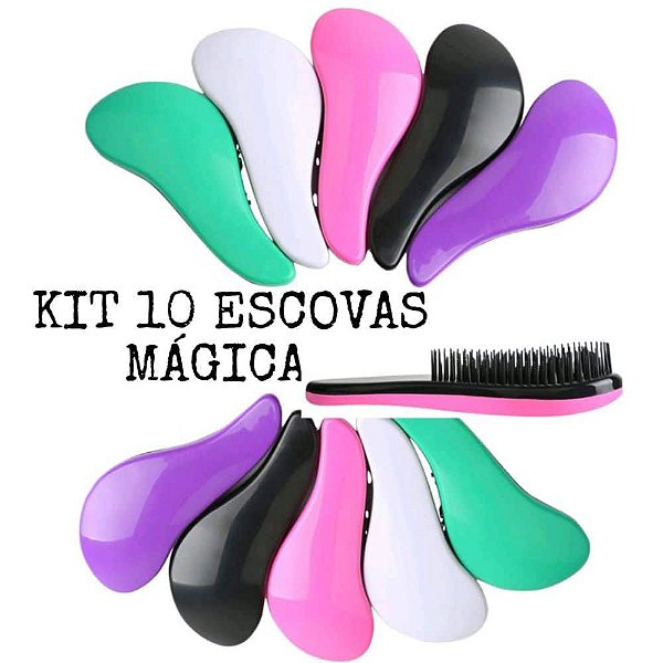 Pente de Cabelo Escova Magica Kit Com 10 Escovas