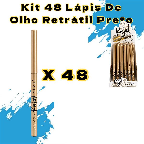 Kit 48 Lápis de Olho Preto Retrátil- Vivai