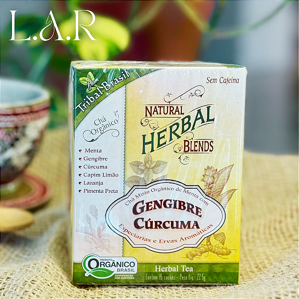 Chá Orgânico Funcional Menta, Gengibre e Cúrcuma - Tribal Brasil