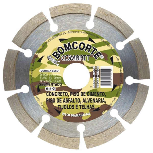 Disco Diamantado 4 1/2X20mm Segmentado Seco Combatt
