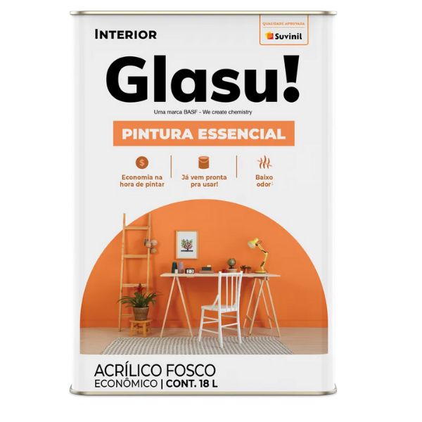 Tinta Acrílica Glasu Branco Fosco 18L